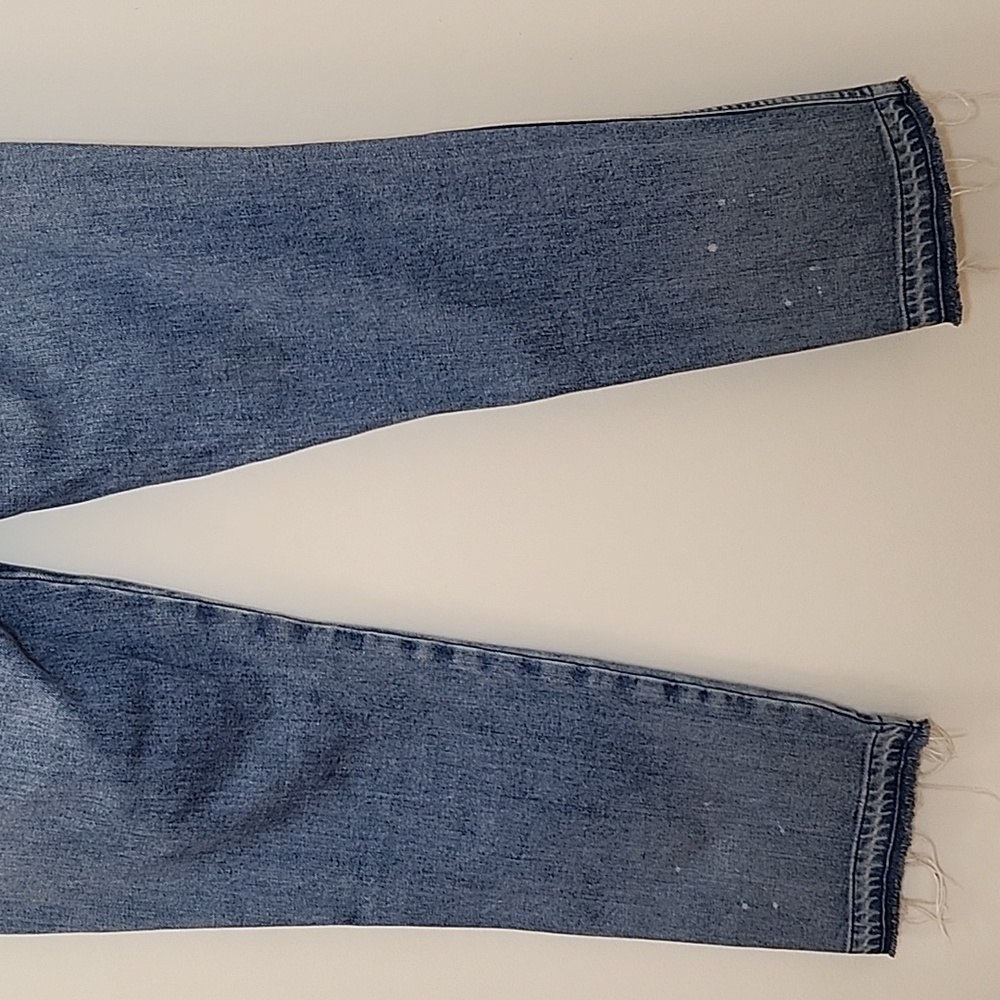 Amo Babe Forget Me Not Straight cropped Blue Distressed Women Jeans Size 28 - Picture 10 of 16